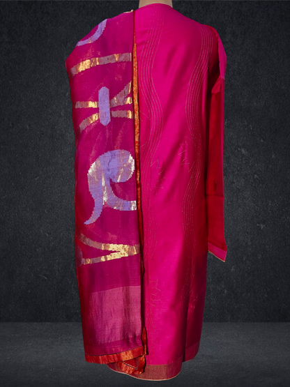 Semi Stitched Formal chanderi Suitset
