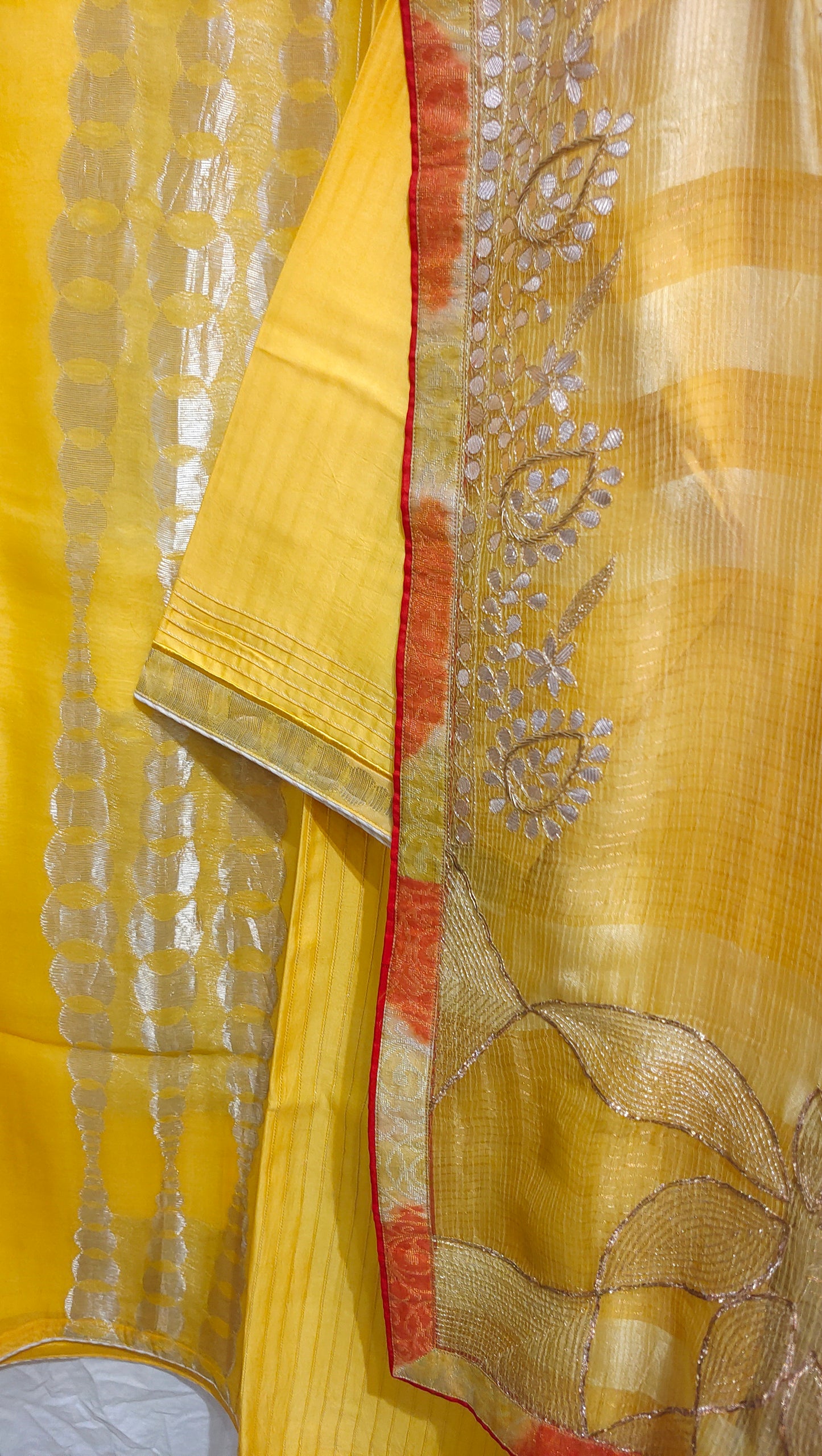 Semi Stitched Chanderi Formal Suitset