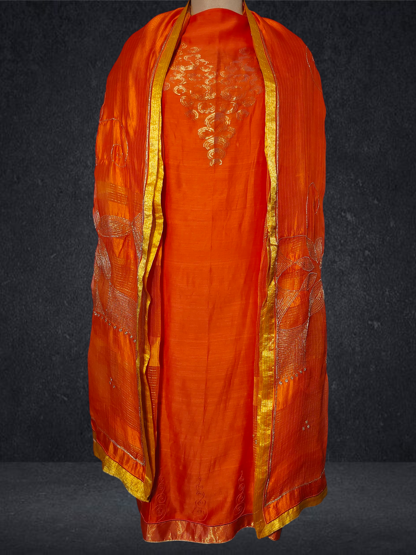 Semi Stitched Formal chanderi Suitset