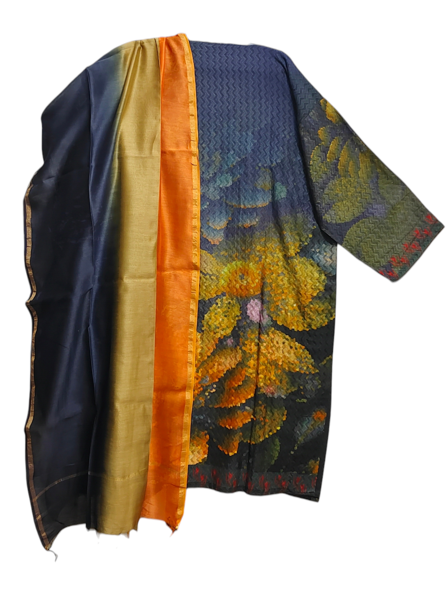 Semi Stitched Chanderi Casual Suitset