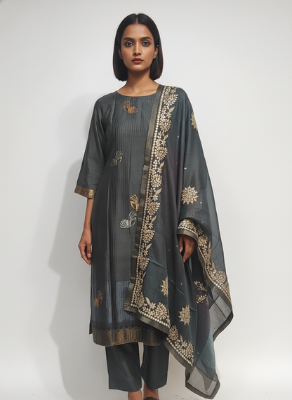 Semi Stitched Formal Chanderi Suitset