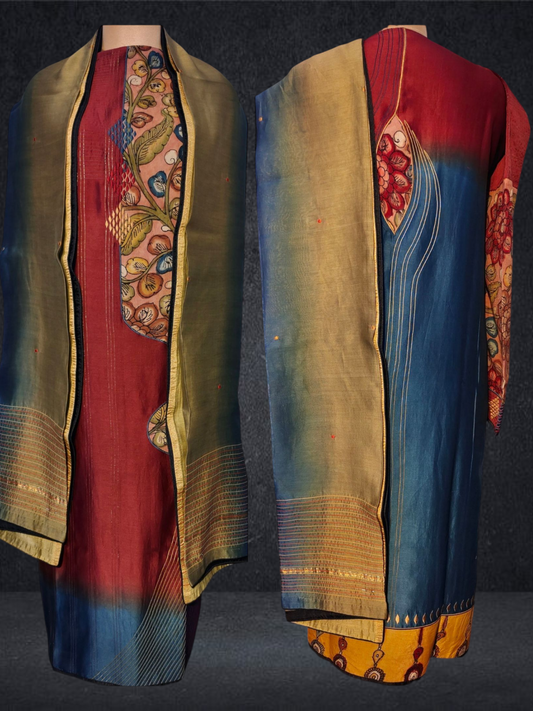 Semi Stitched Formal chanderi Suitset