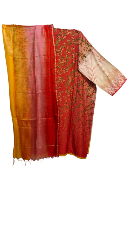 Semi Stitched Chanderi Casual Suitset