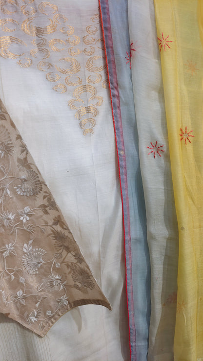Semi Stitched Chanderi Formal Suitset