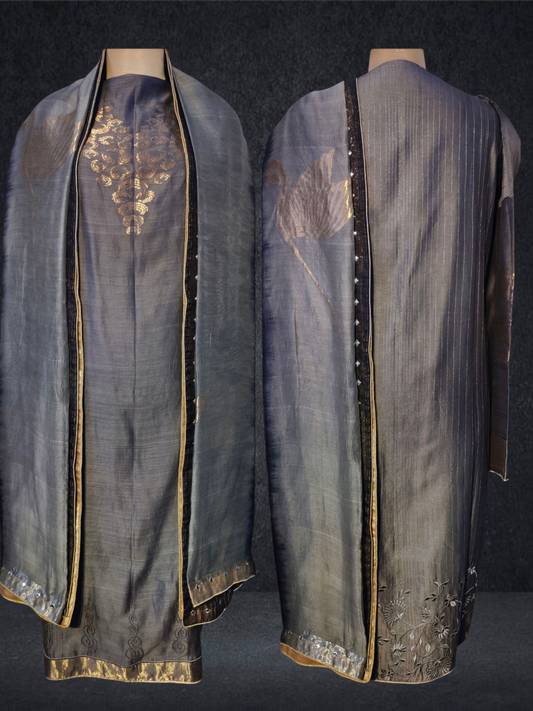 Semi Stitched Formal chanderi Suitset