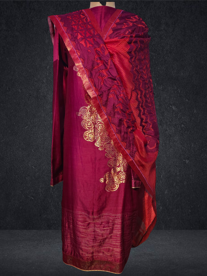 Semi Stitched Formal chanderi Suitset
