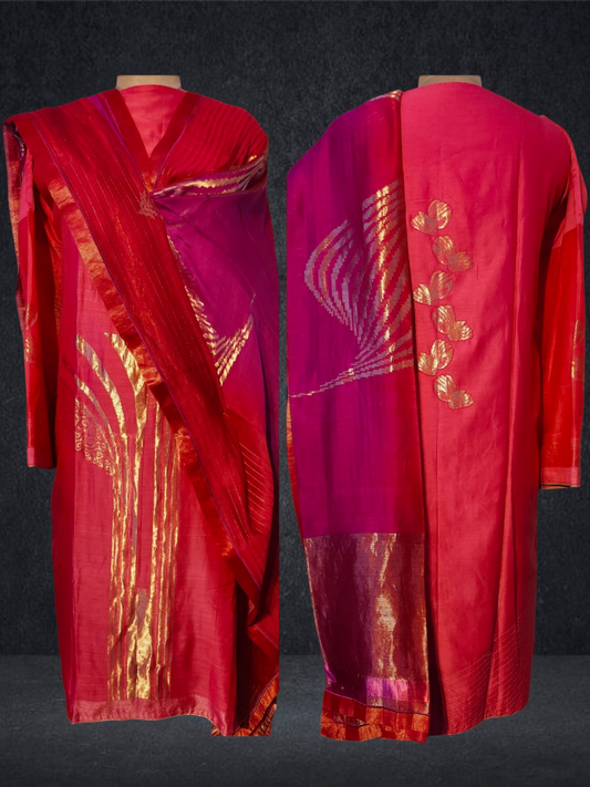 Semi Stitched Formal chanderi Suitset