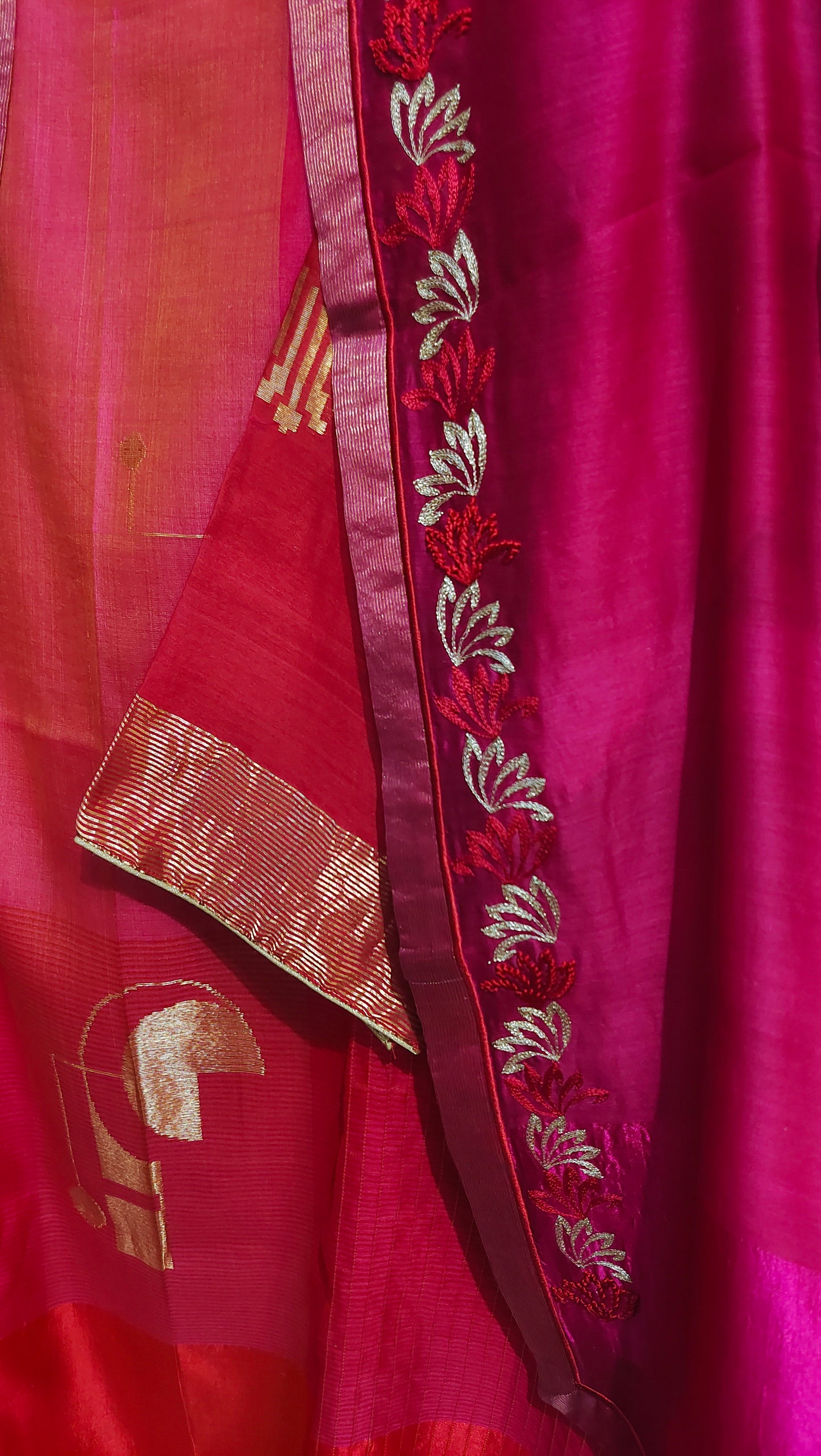 Semi Stitched Chanderi Formal Suitset