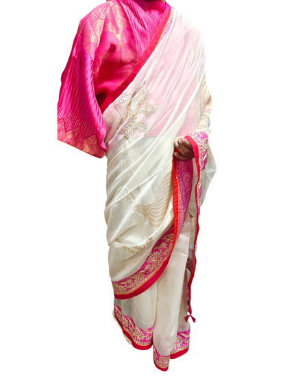 Formal Chanderi Zari Woven With Gota Saree