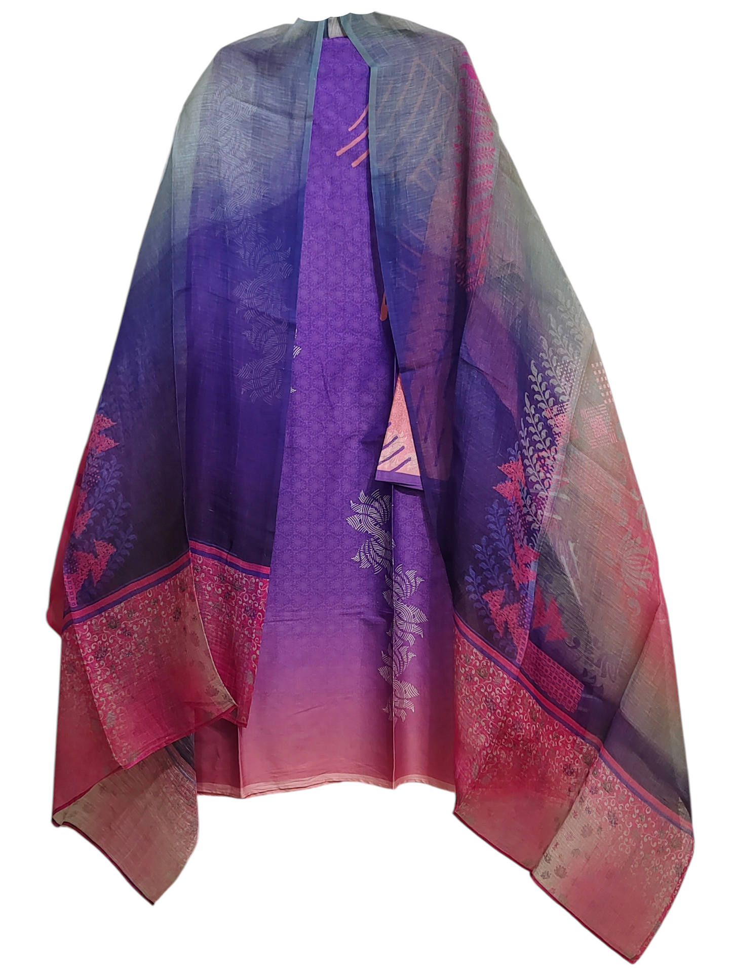 Semi Stitched Chanderi Casual Suitset