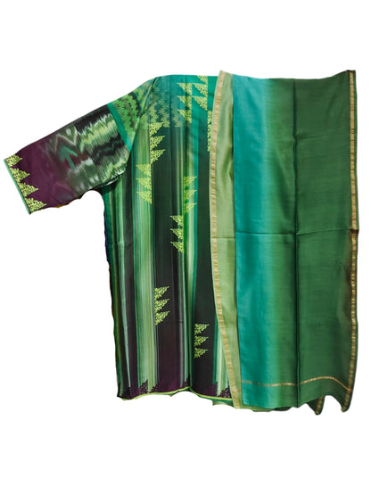 Semi Stitched Chanderi Casual Suitset