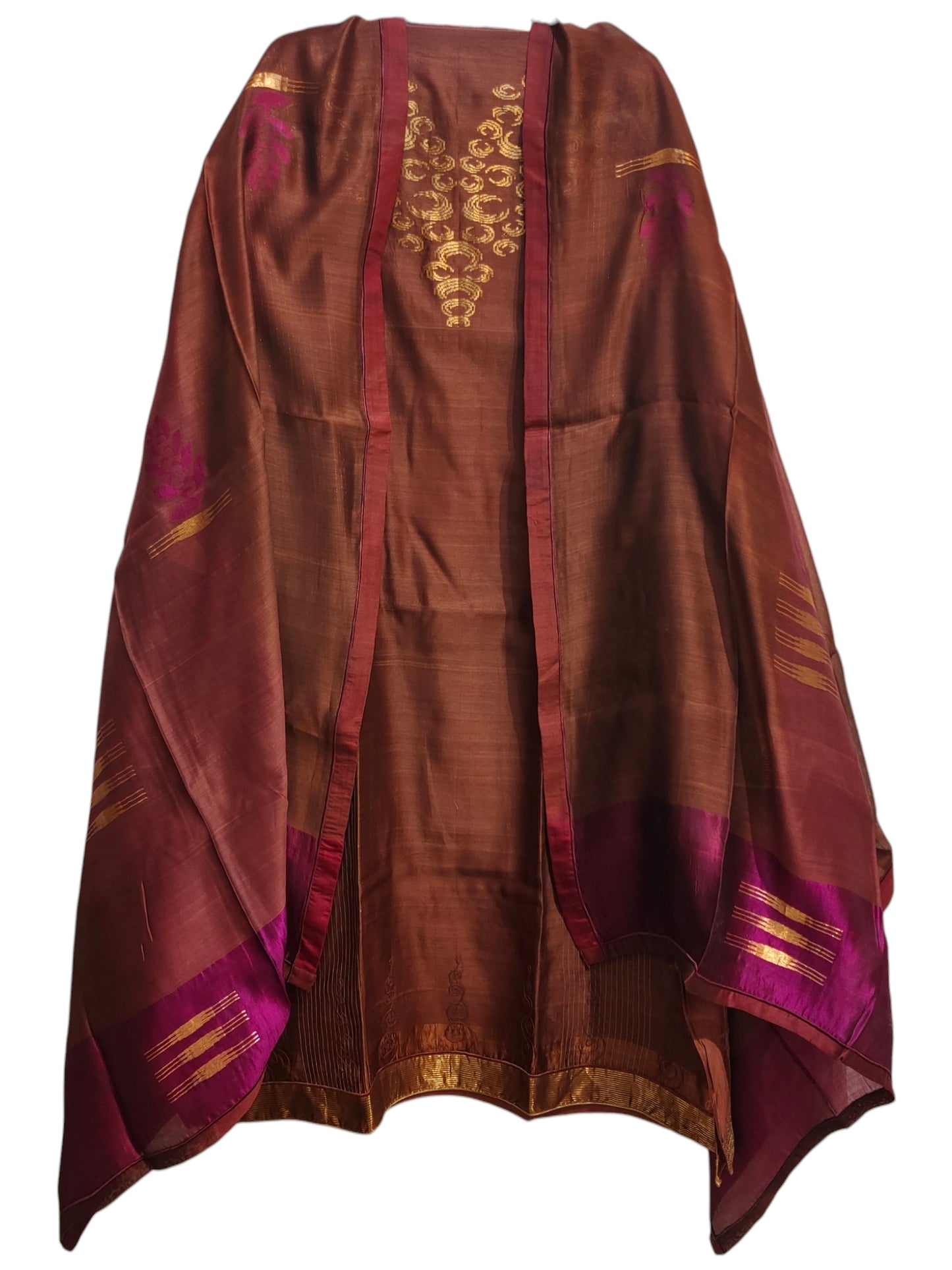 Semi Stitched Chanderi Formal Suitset