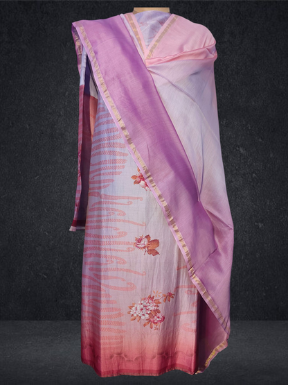 Semi Stitched Chanderi Casual Suitset