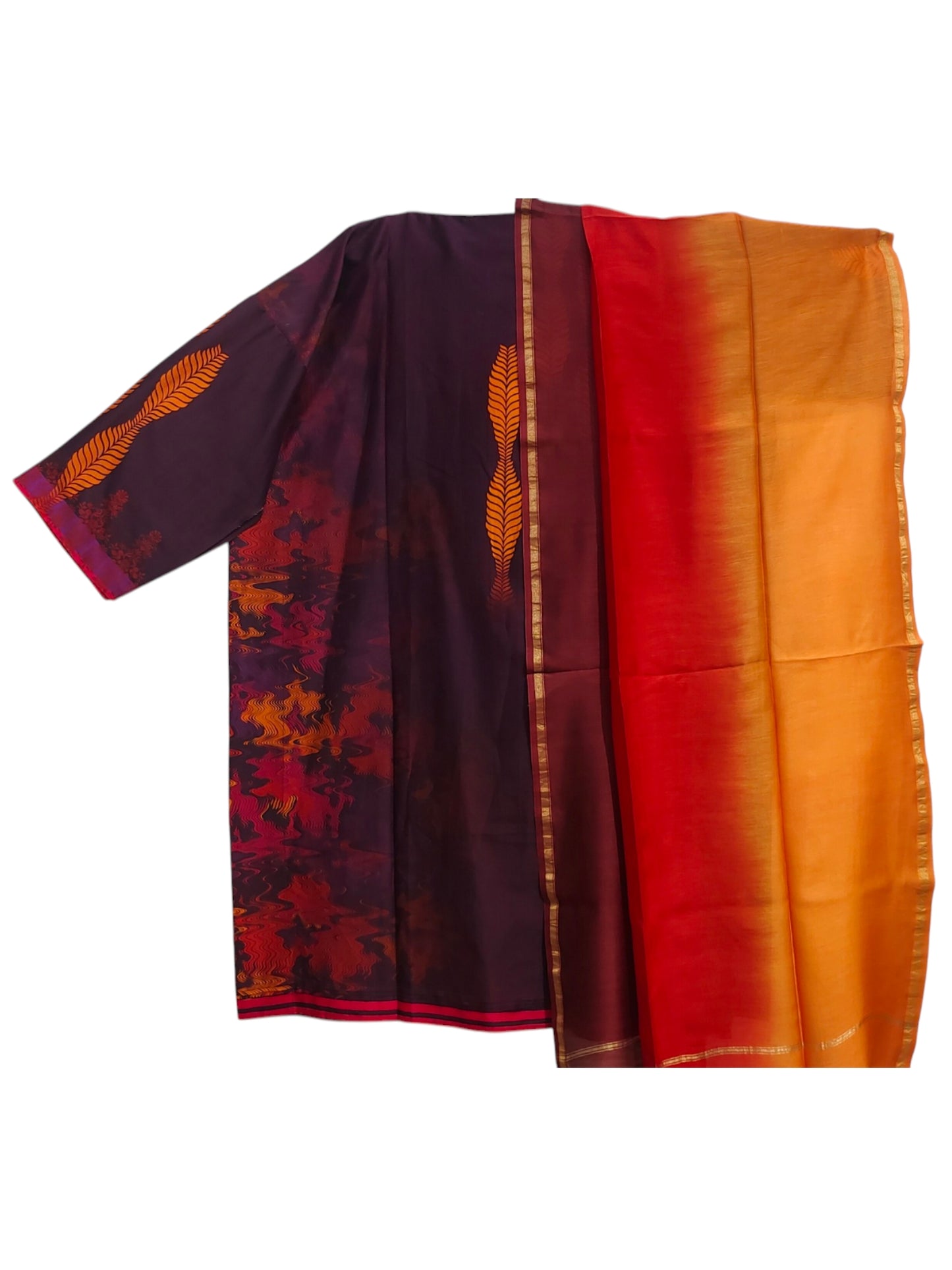 Semi Stitched Chanderi Casual Suitset