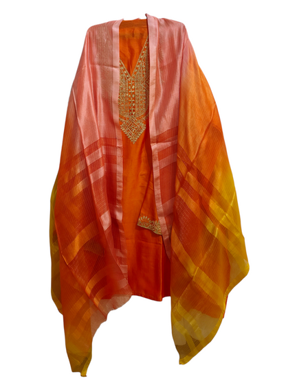 Semi Stitched Formal chanderi Suitset