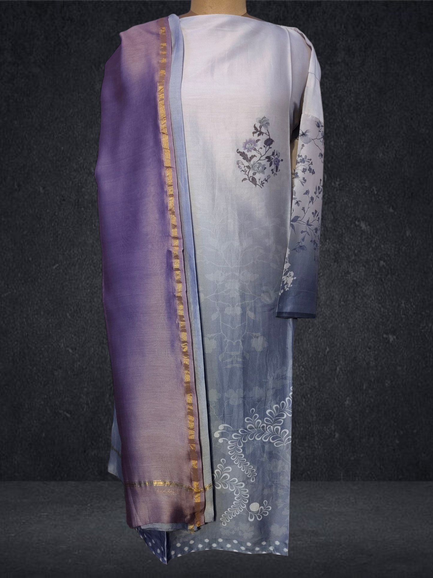 Semi Stitched Chanderi Casual Suitset
