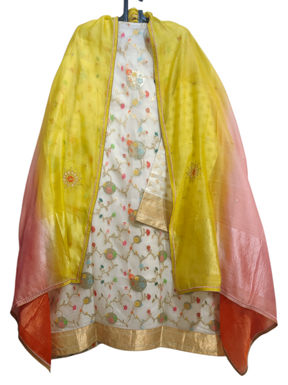 Semi Stitched Formal chanderi Suitset