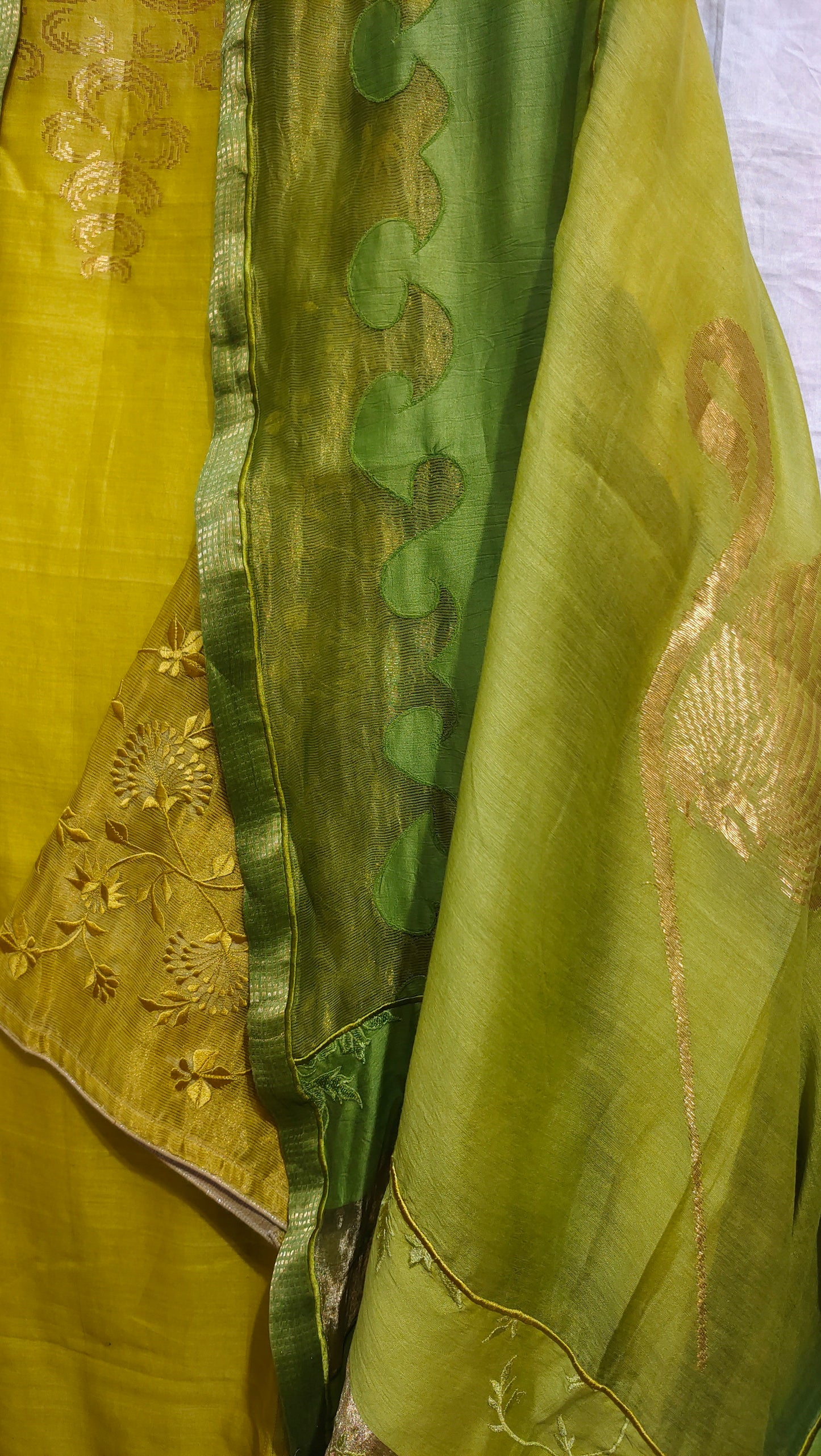 Semi Stitched Chanderi Formal Suitset