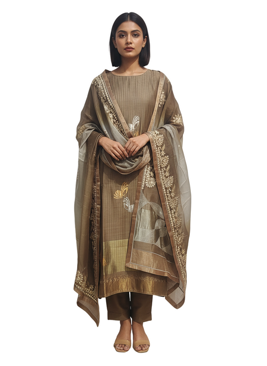 Semi Stitched Formal Chanderi Suitset