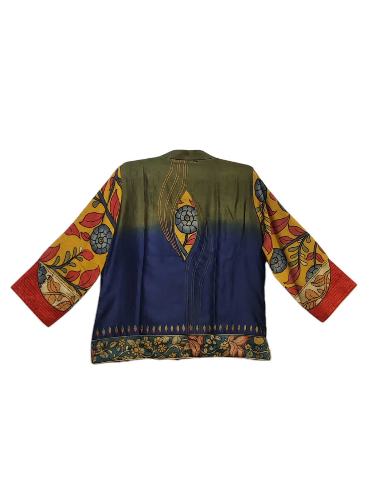 Formal Kairo Indigo Kalamkari Chanderi Short Jacket