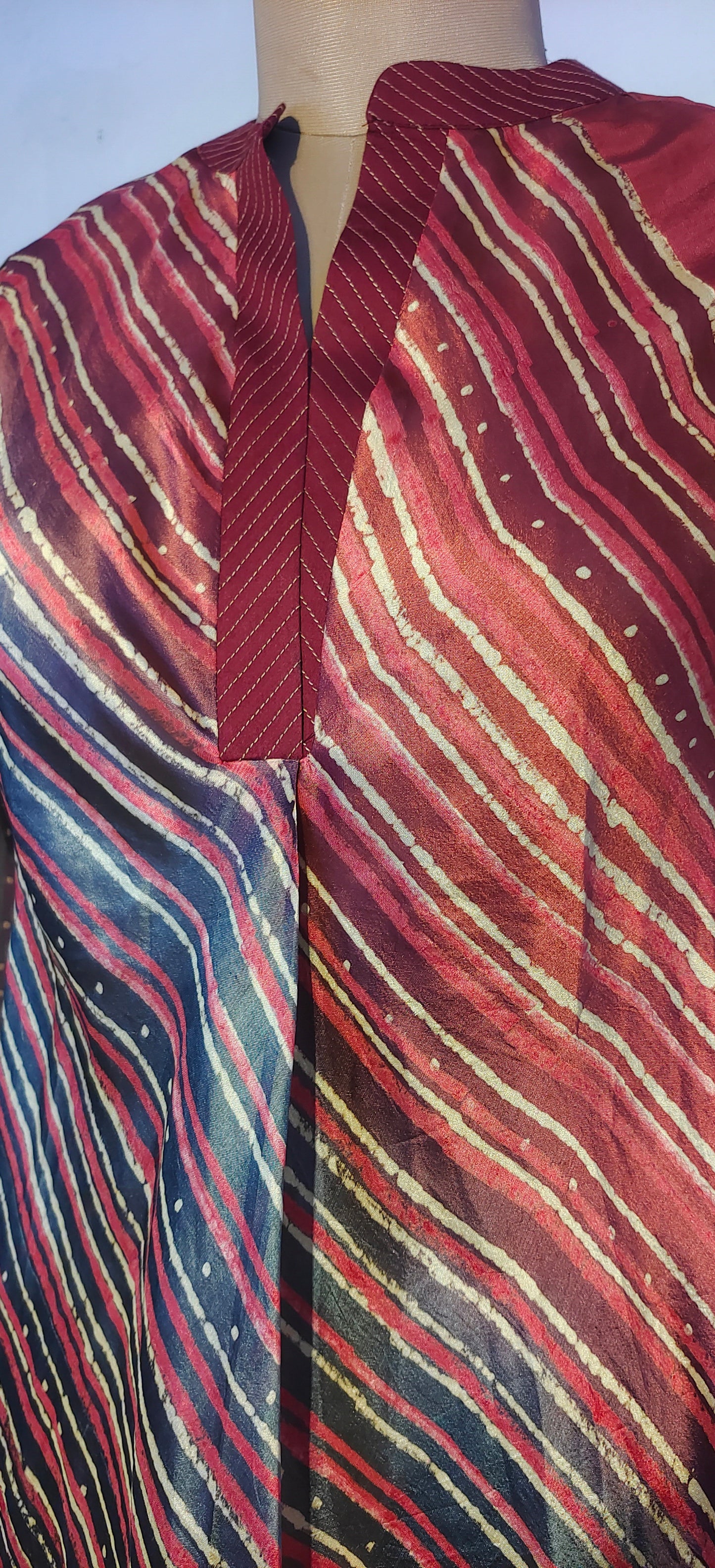 Stitched silk dress
