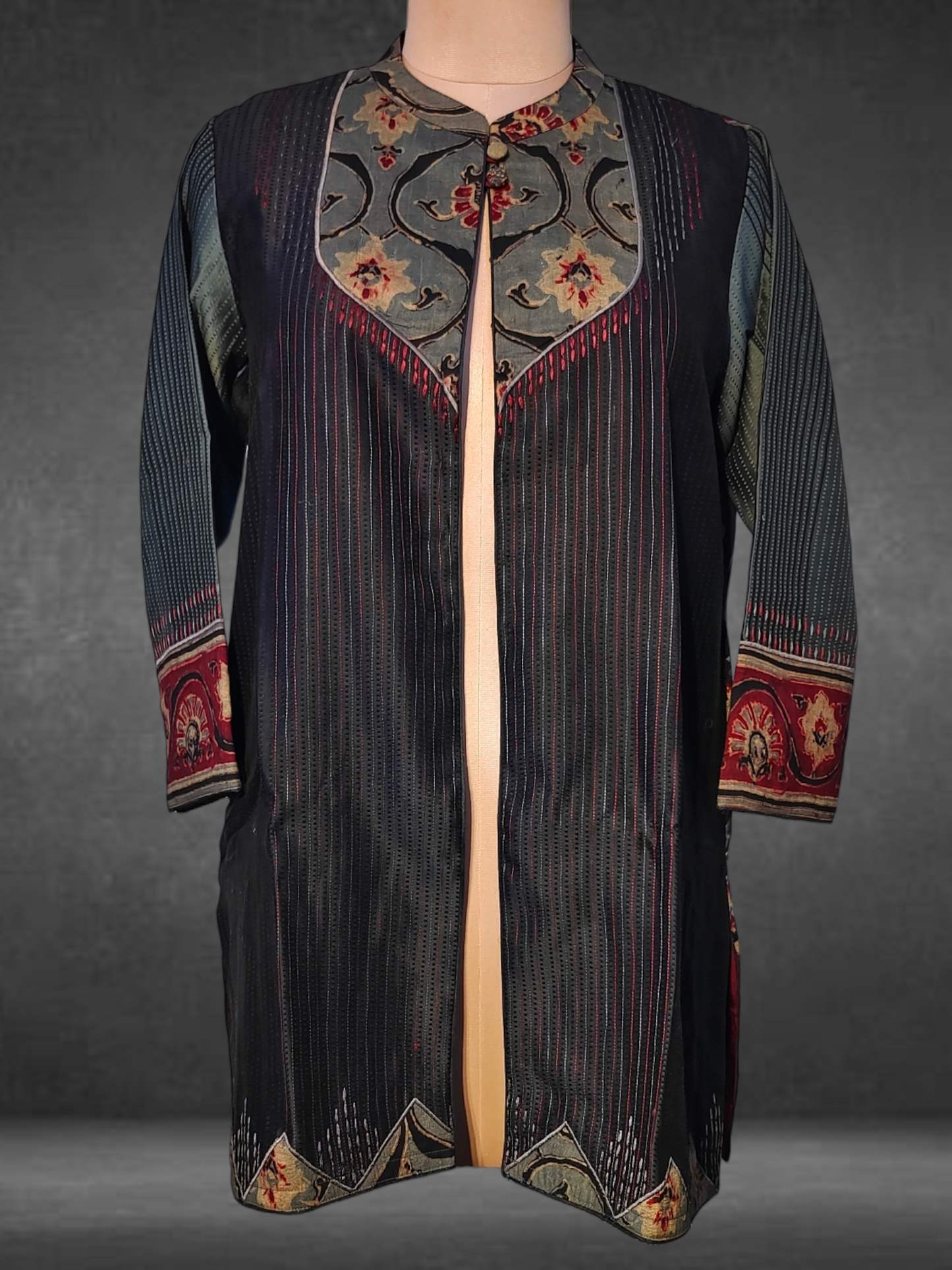 Formal Silk Ajrakh Short Jacket