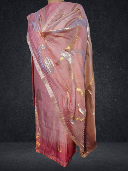 Semi Stitched Chanderi Formal Suitset