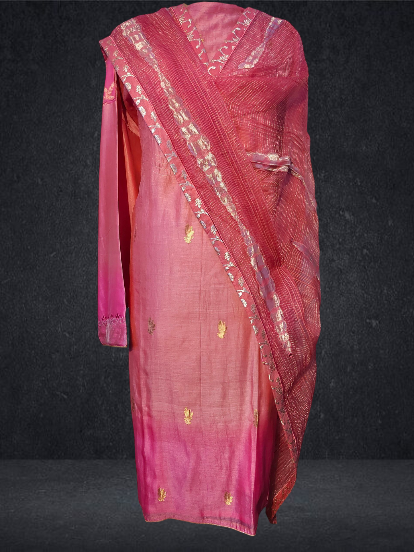 Semi Stitched Formal chanderi Suitset