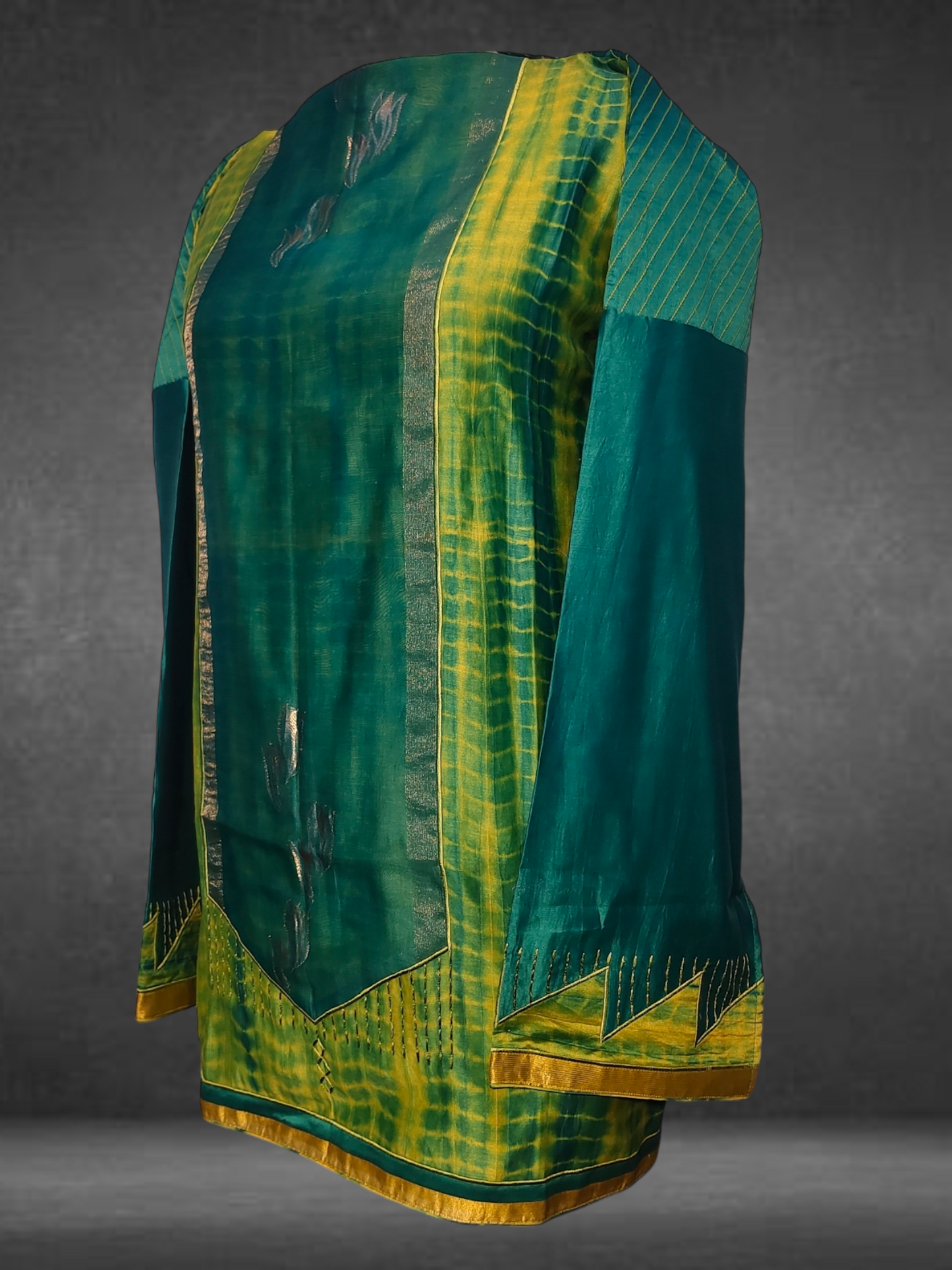 Semistitched Chanderi Shibori Short Tunic