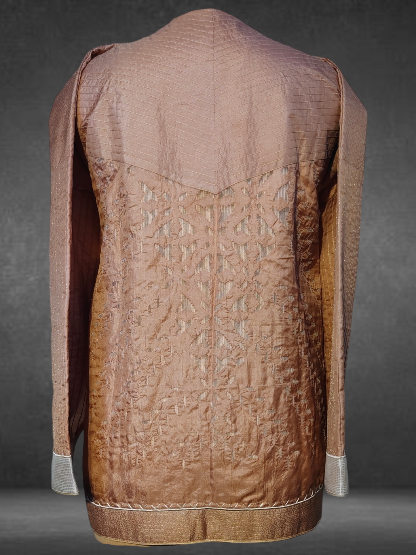 Semistitched Katab Applique Short silk Tunic