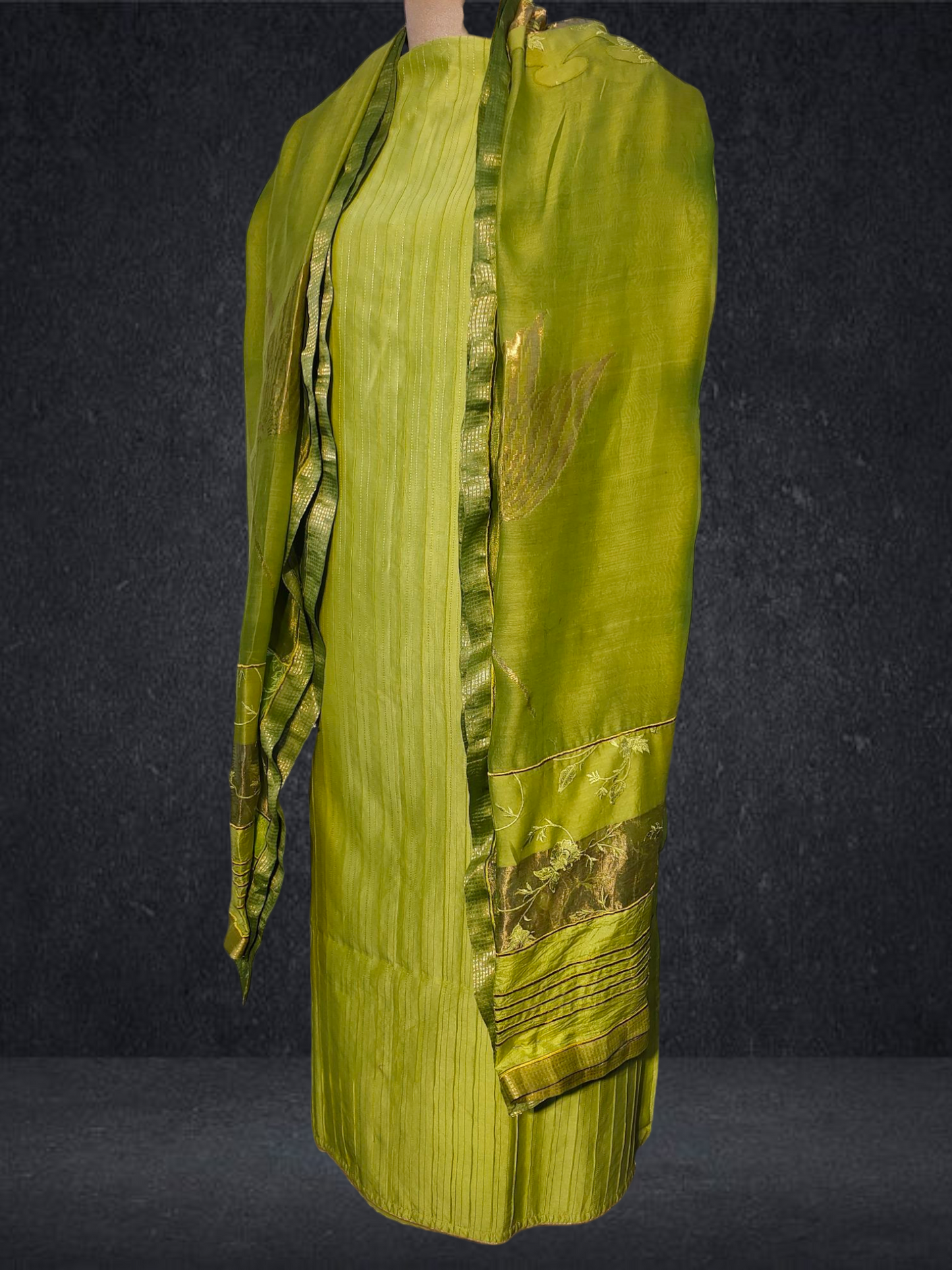 Semi Stitched Chanderi Formal Suitset