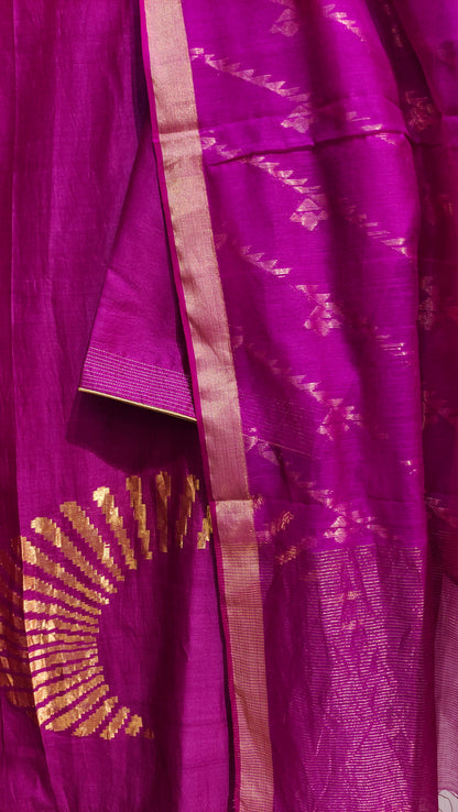 Semi Stitched Chanderi Formal Suitset