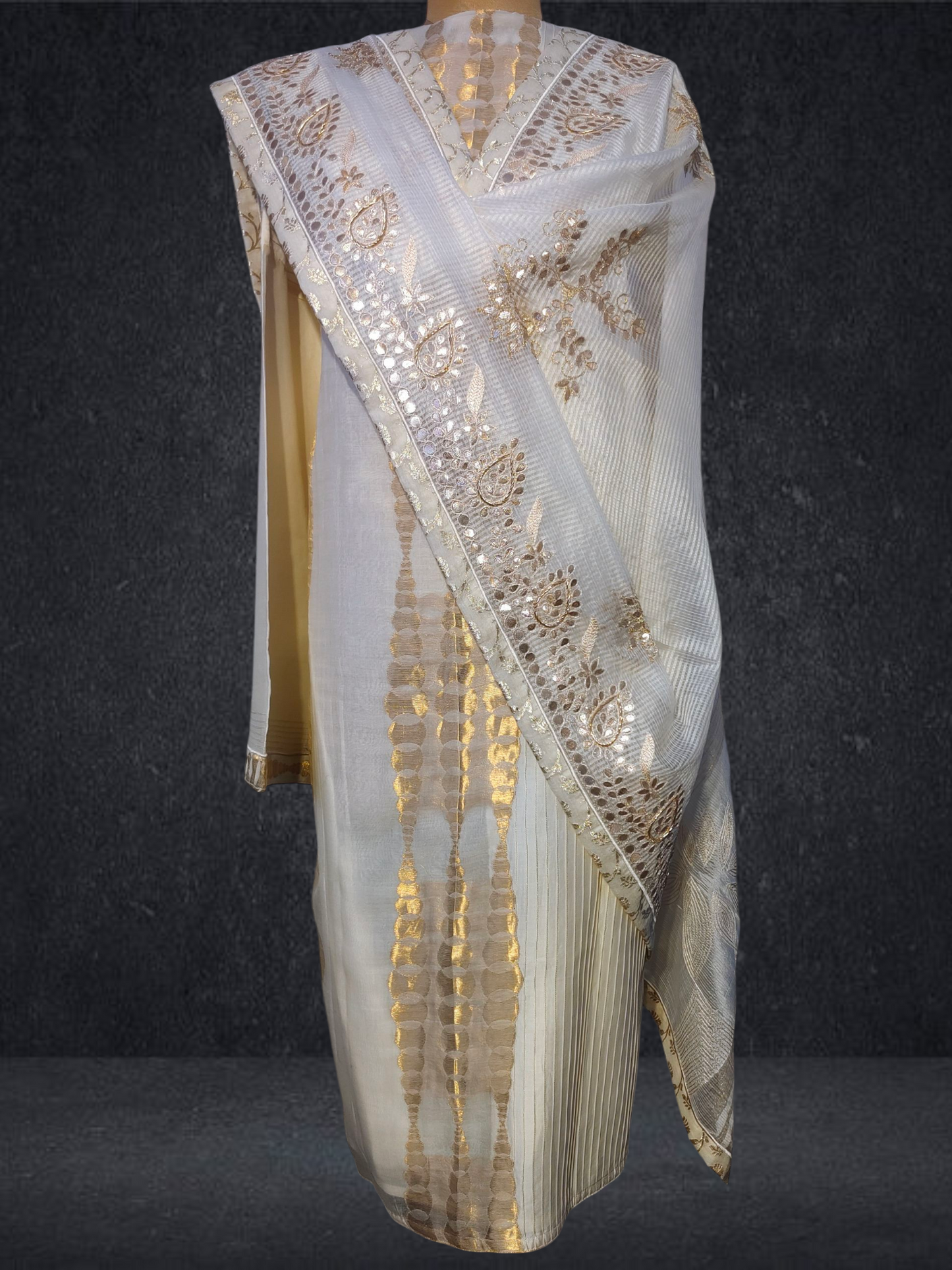 Semi Stitched Formal chanderi Suitset