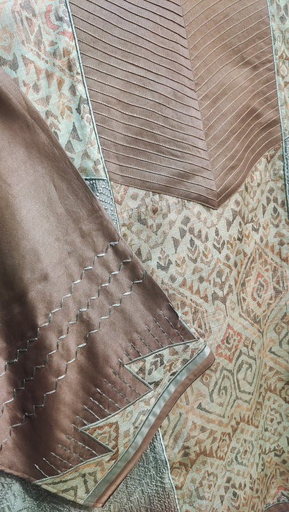 Semi Stitched Chanderi Ajrakh Short Tunic