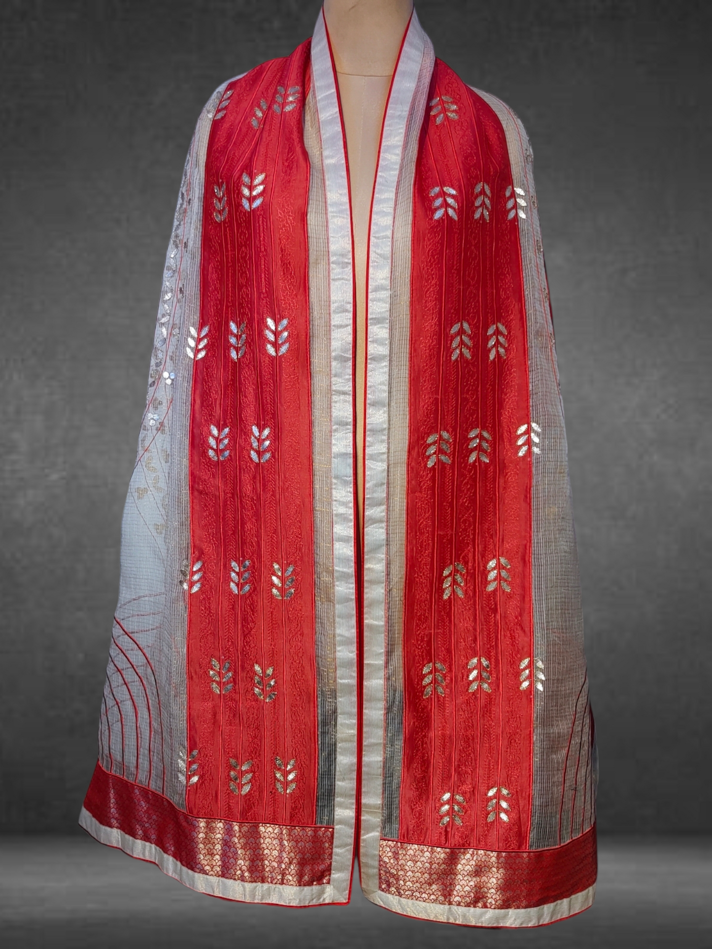 Chanderi Zari Woven Gota Dupatta