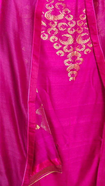 Semi Stitched Chanderi Formal Suitset
