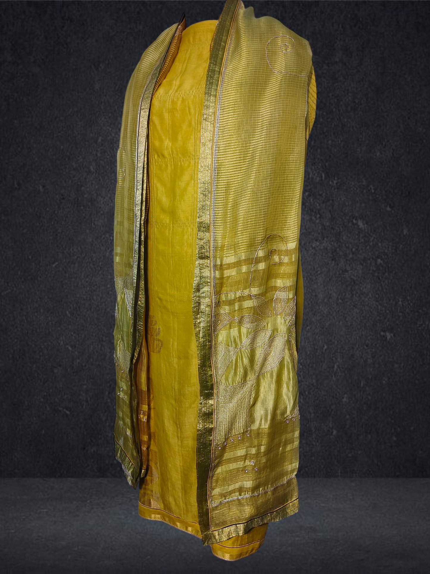 Semi Stitched Formal chanderi Suitset