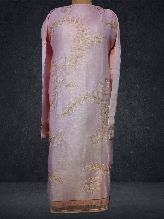 Semi Stitched silk linen kurta