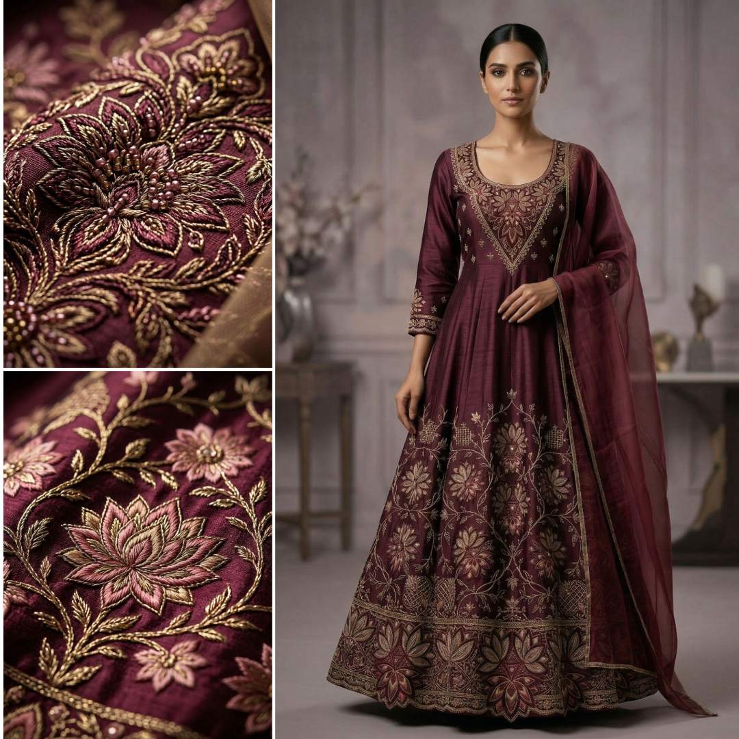 Customised Chanderi Embroidered set