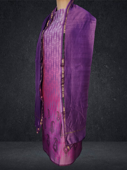 Semi Stitched Chanderi Casual Suitset