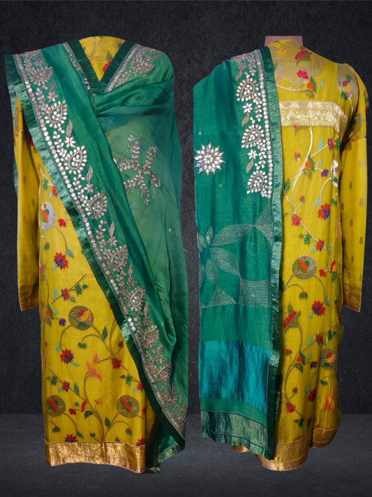 Semi Stitched Formal chanderi Suitset