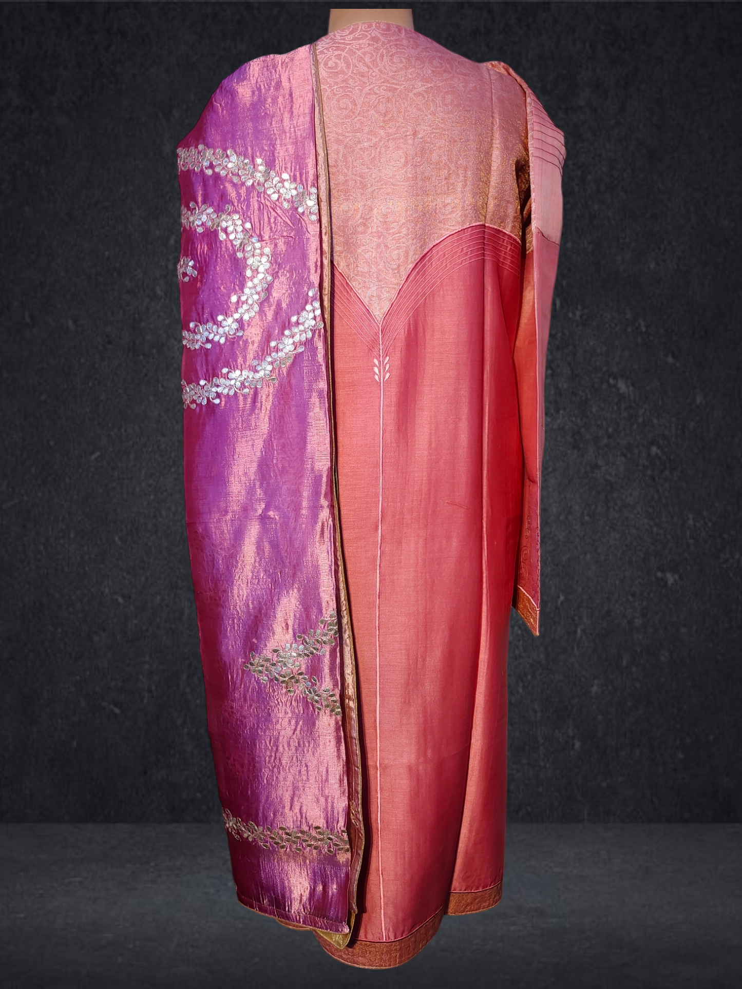 Semi Stitched Chanderi Formal Suitset