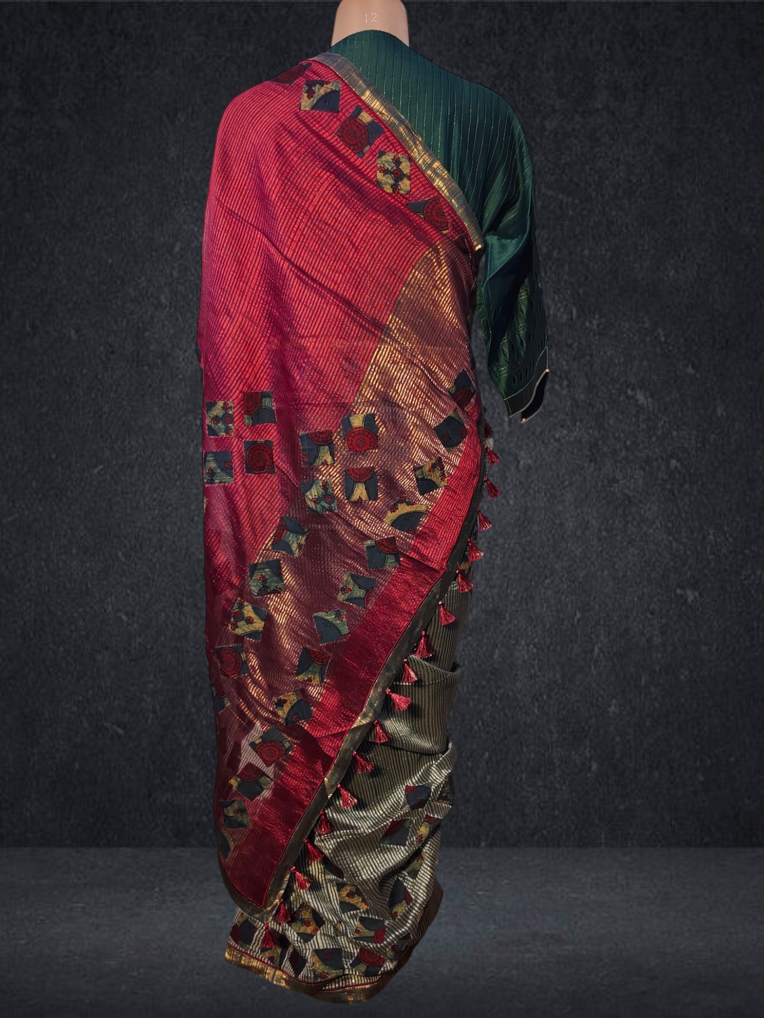 Formal Silk Ajrakh applique Saree VISHAL KAPUR STUDIO