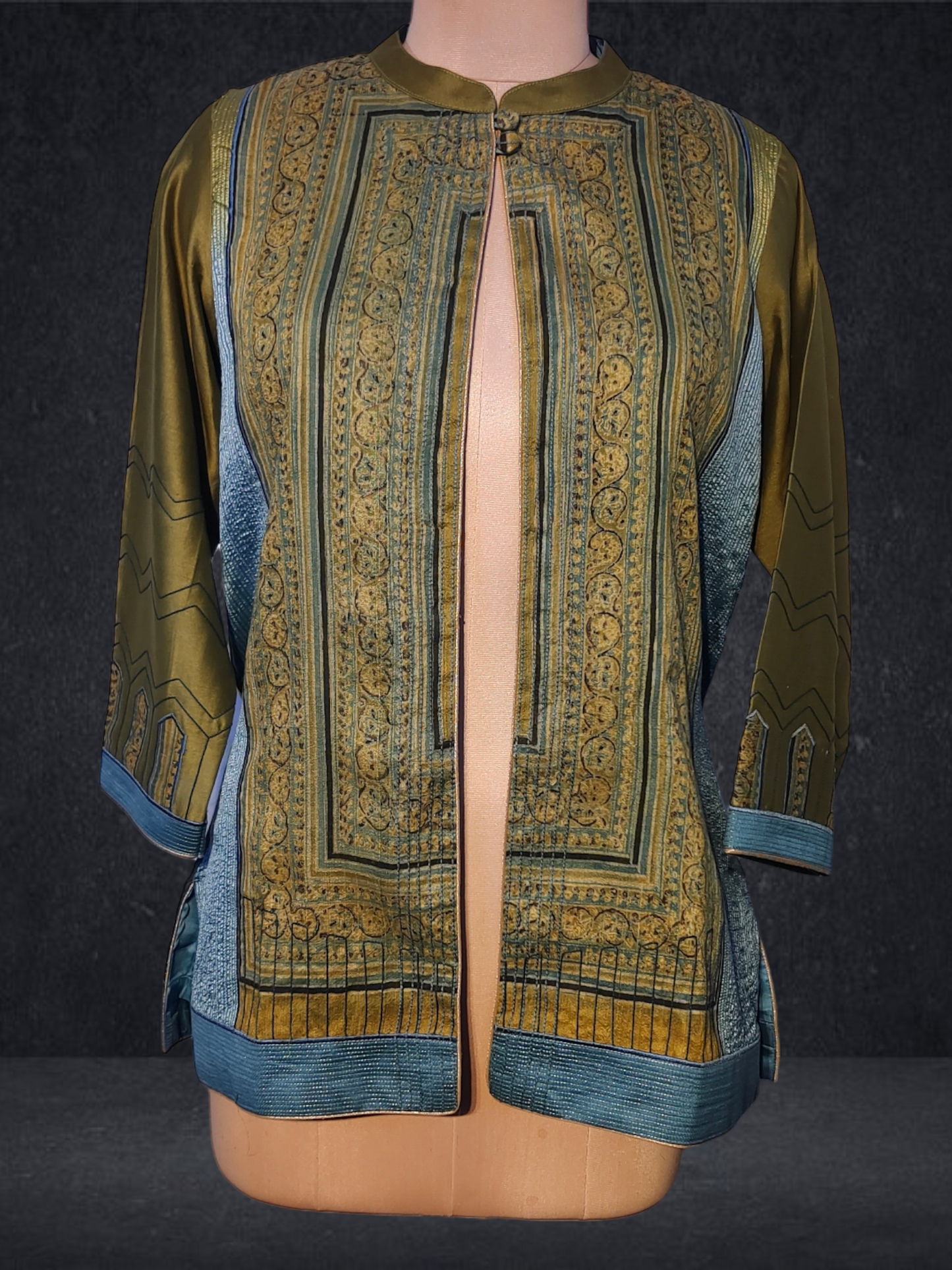 Formal Silk Ajrakh Short Jacket