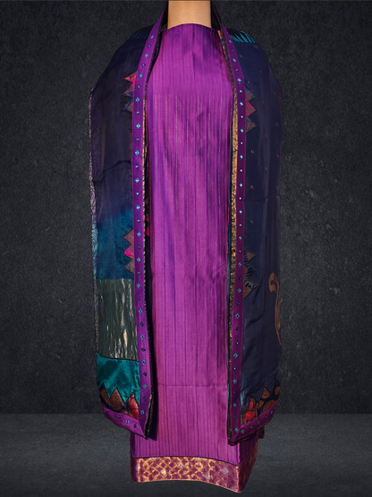 Semi Stitched Formal chanderi Suitset