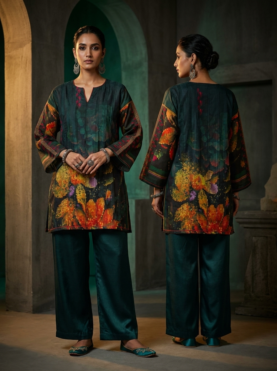 Semi Stitched printed chanderi Tunic