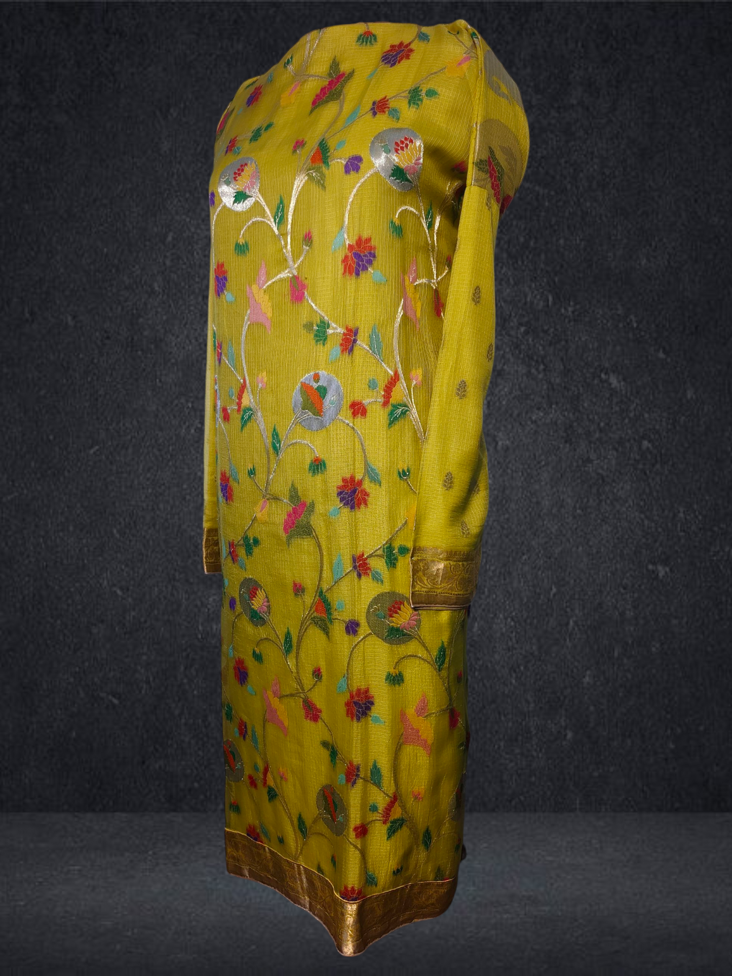Semi Stitched Formal chanderi Kurta