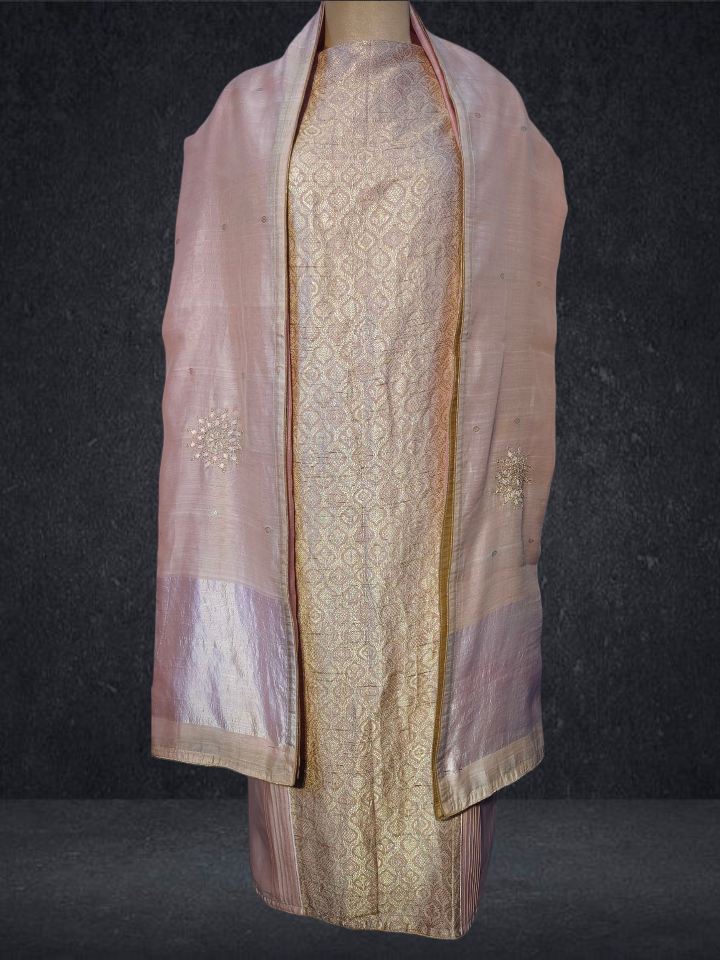 Semi Stitched Formal chanderi Suitset