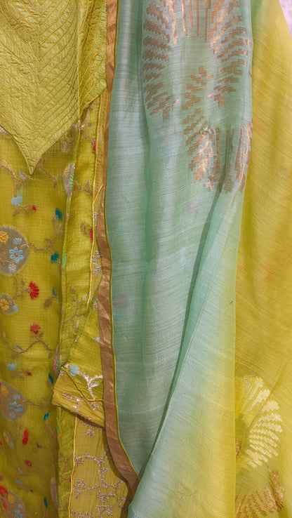 Semi Stitched Chanderi Formal Suitset