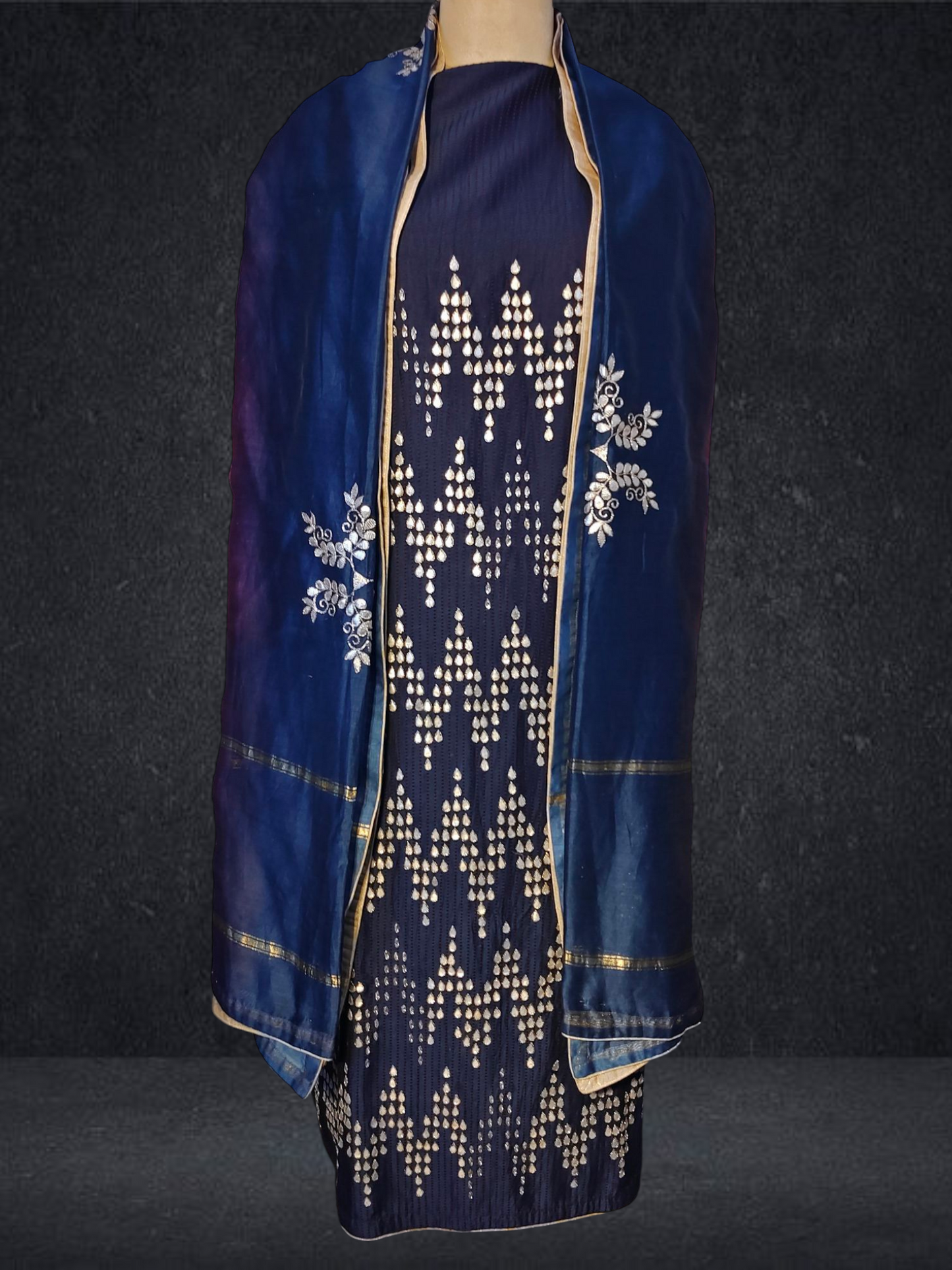 Semi Stitched Chanderi Formal Suitset